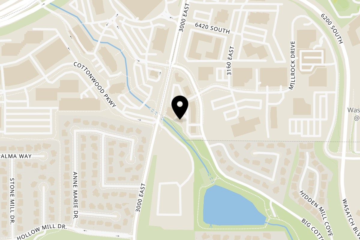 Map showing the location of The Happy Sumo Cottonwood Heights on 6572 S Big Cottonwood Canyon Rd in Salt Lake City